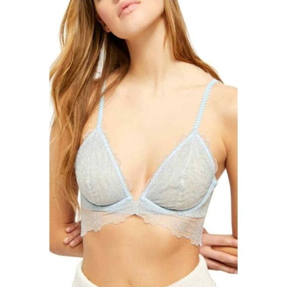 NEW Free People Bra lingerie sexy flirty 34C Lucia Underwire Blue Hydrandea NWT - Picture 1 of 6